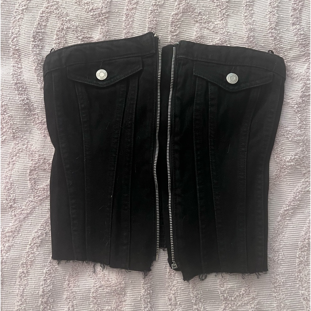 Black denim corset top (missing zipper)